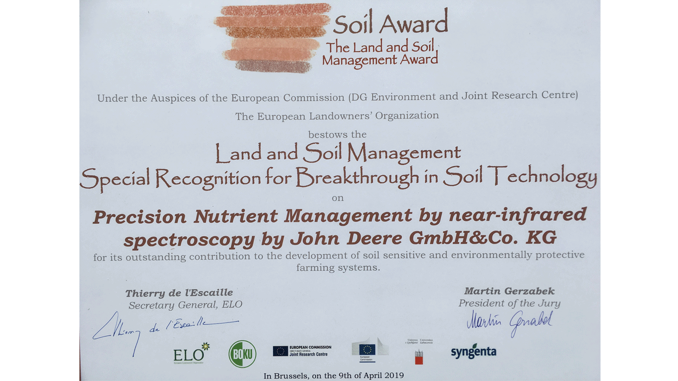 John Deere receives recognition for soil management