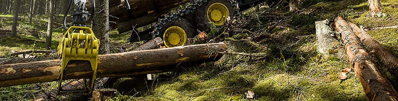 Skogsmaskin arbetar i skogen