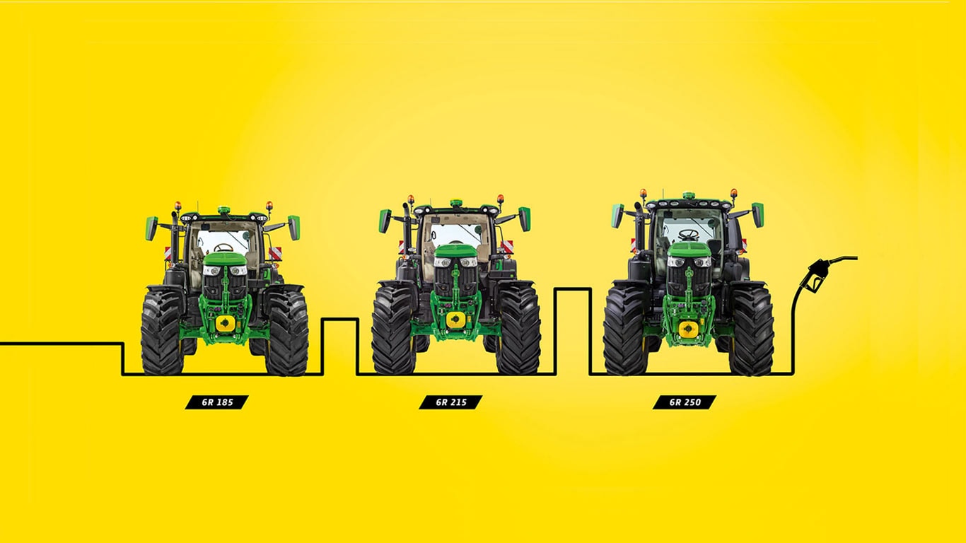 6R-seriens traktorer stor gul